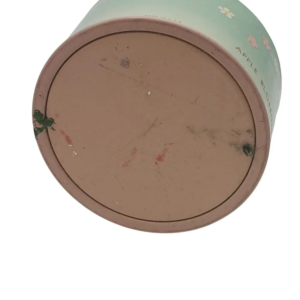 Vintage Helena Rubinstein Apple Blossom Body Powder Tin Ribbon Bow 1950s Pink